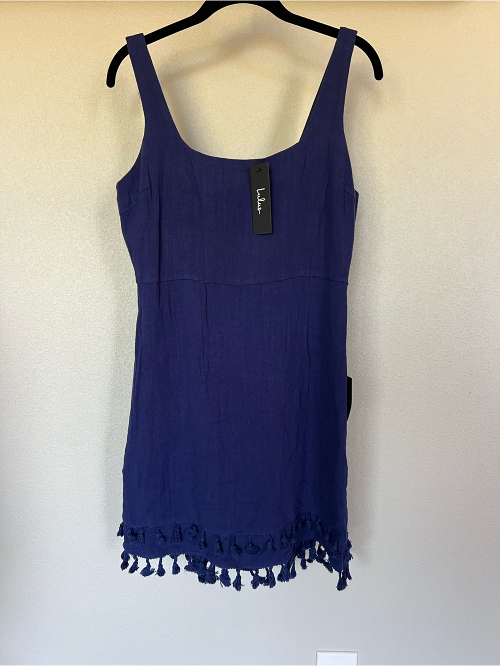 Lulu's Navy Tassel-Hem Mini Dress - Picture 2 of 4